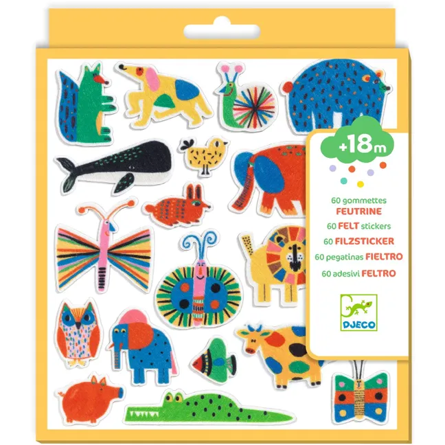 60 felt stickers - Animals everywhere!