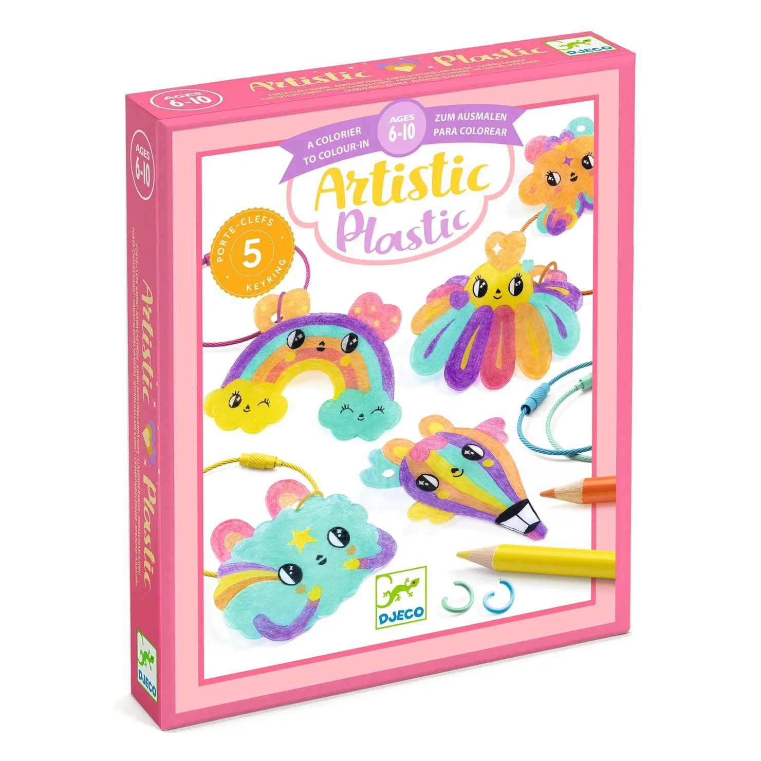 Djeco Multicoloured Artistic Plastic - Kawai Keychains