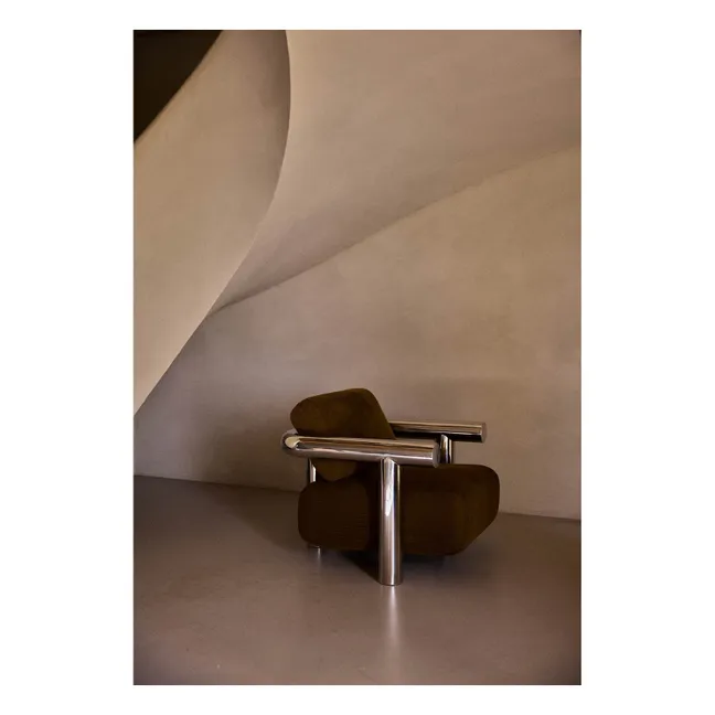 Fauteuil en velours côtelé Claude | Marron