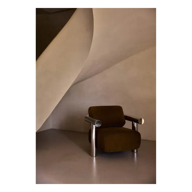 Fauteuil en velours côtelé Claude | Marron