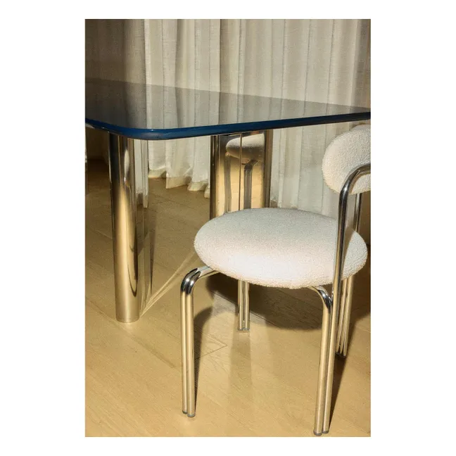 Chaise en bouclette et acier chromé Violette | Crème