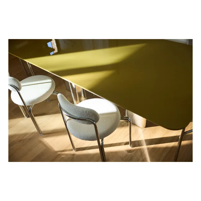 Chaise en bouclette et acier chromé Violette | Crème