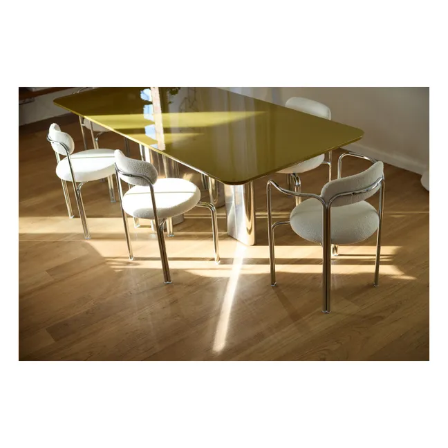 Chaise en bouclette et acier chromé Hortense | Crème