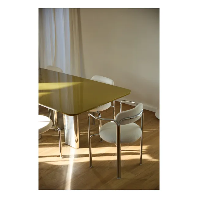 Chaise en bouclette et acier chromé Hortense | Crème