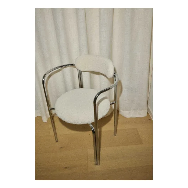 Chaise en bouclette et acier chromé Hortense | Crème