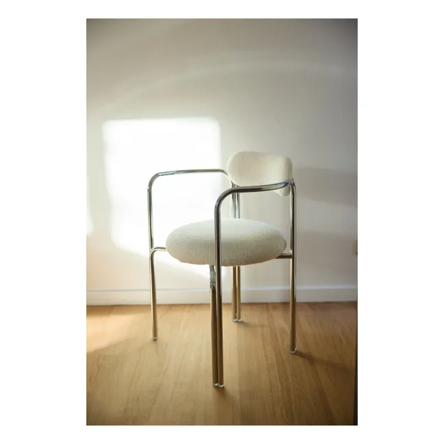 Chaise en bouclette et acier chromé Hortense | Crème