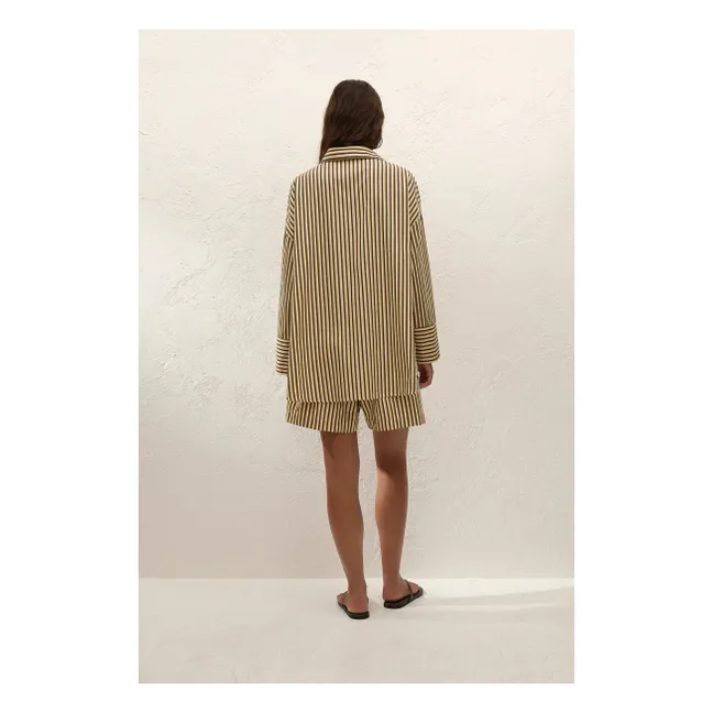 Short Rayures Clemente Coton | Ecru
