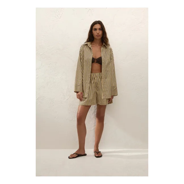 Short Rayures Clemente Coton | Ecru