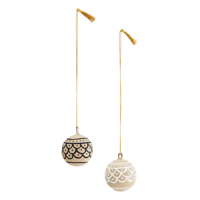 Boules de Noël en papier mâché - Set de 2