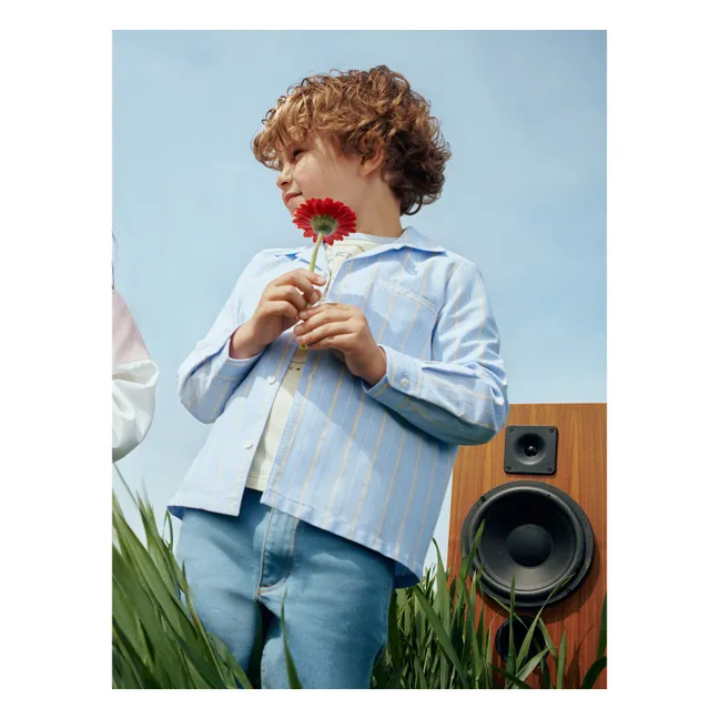 Chemise Mael Rayée Coton Bio | Bleu Clair