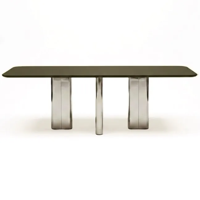 Table à manger en bois laqué Chrysoline | Khaki