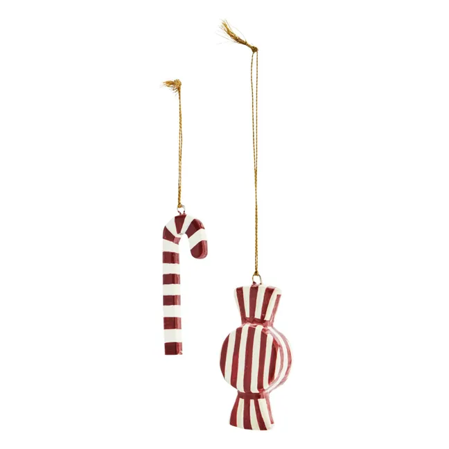 Decorazioni natalizie in cartapesta - Set di 2 | Rosso