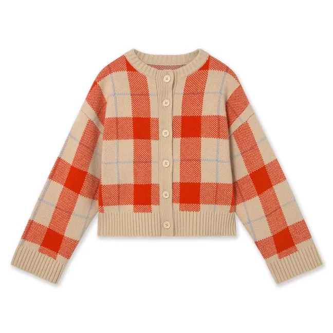 Cardigan Carreaux Laine | Vanille