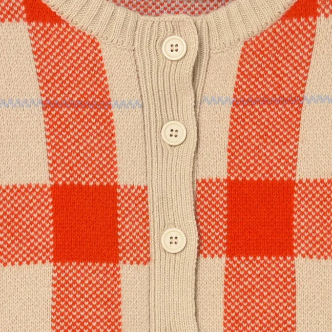Cardigan Carreaux Laine | Vanille