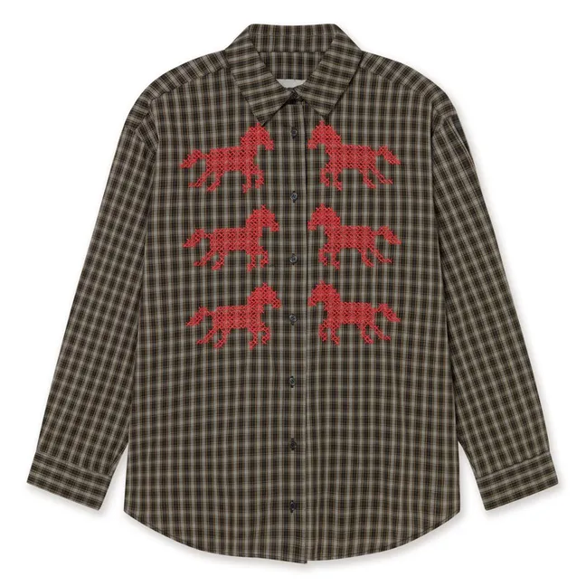 Chemise Chevaux Coton | Bleu marine