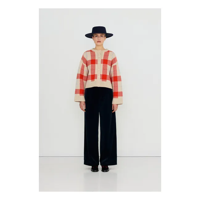 Cardigan Carreaux Laine | Vanille