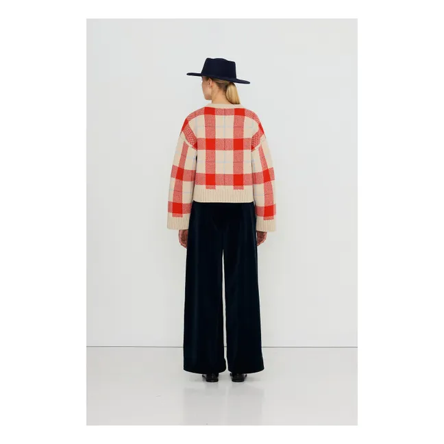 Cardigan Carreaux Laine | Vanille