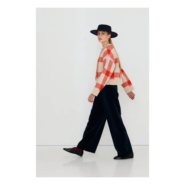 Cardigan Carreaux Laine | Vanille