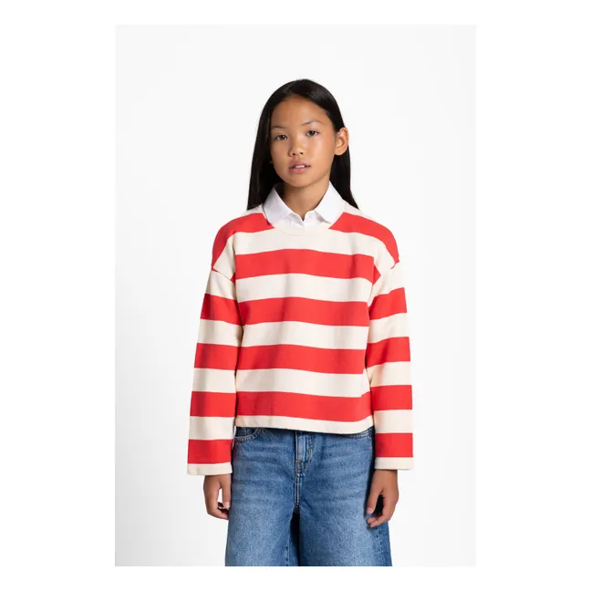 T-shirt Peony Rayé Coton Bio | Rouge