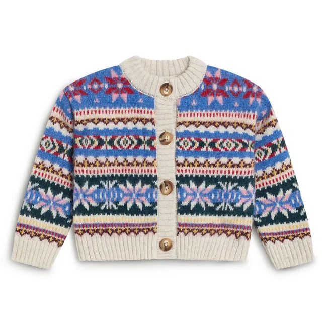 Caia Jacquard Recycled Fiber Baby Cardigan | Blue
