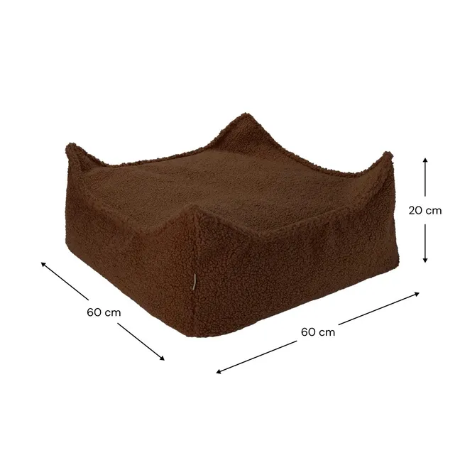 Pouf ottoman en teddy | Marron foncé