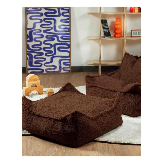 Pouf ottoman en teddy | Marron foncé