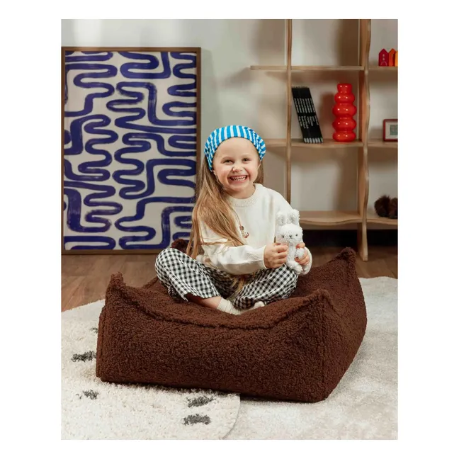 Pouf ottoman en teddy | Marron foncé