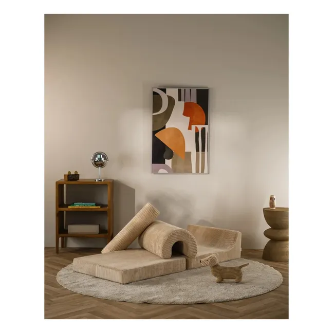 Flipster Ribbed Velvet Armchair | Light brown