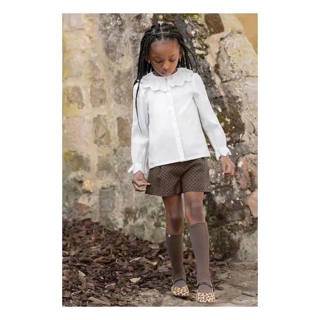Chemise Col Volants Feston | Blanc