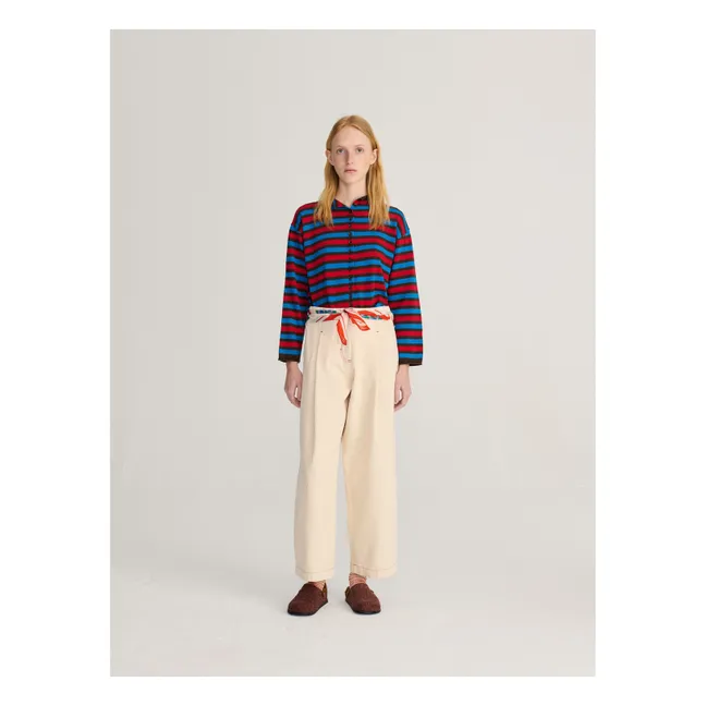 Cardigan Rayures Coton Bio | Rouge