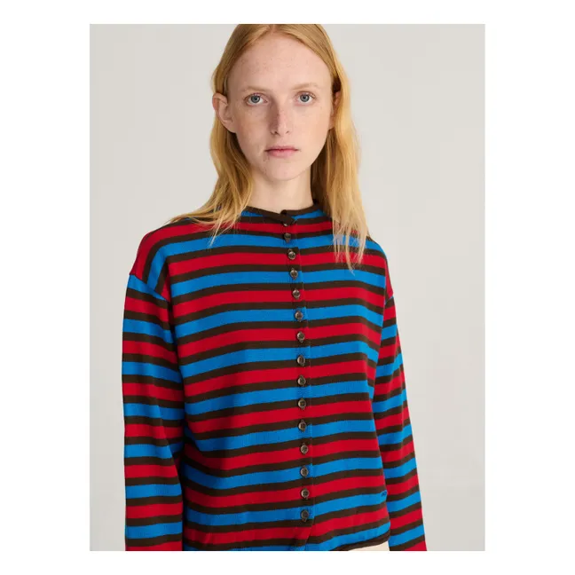 Cardigan Rayures Coton Bio | Rouge