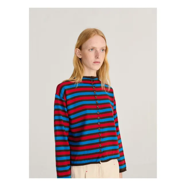 Cardigan Rayures Coton Bio | Rouge