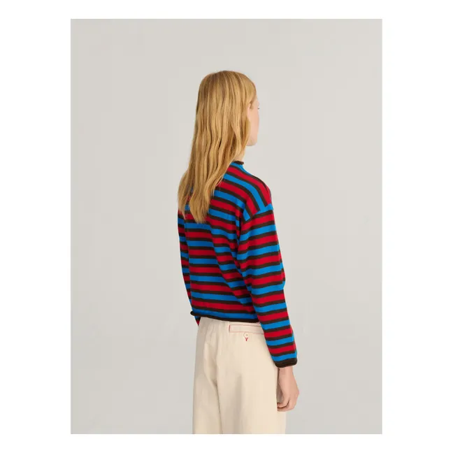 Cardigan Rayures Coton Bio | Rouge