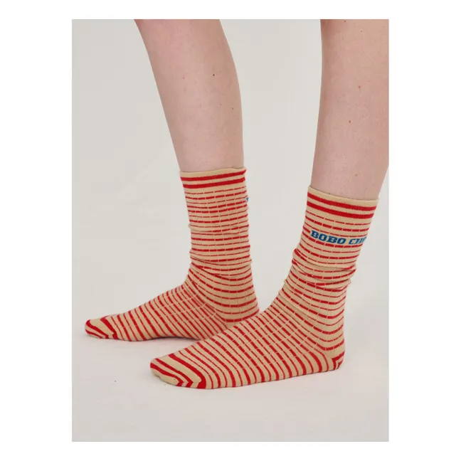 Chaussettes Rayures Coton Bio | Ecru