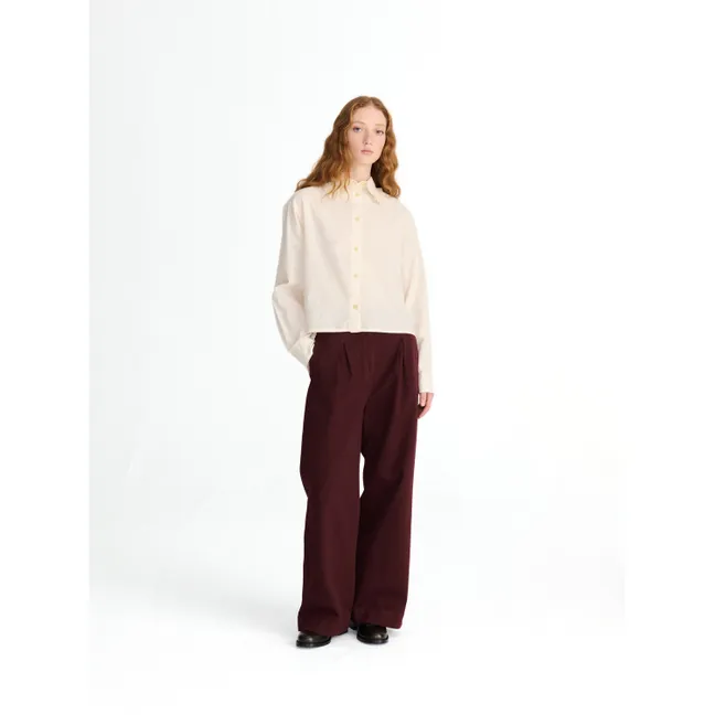 Pantalon Wide-Leg Coton | Marron foncé