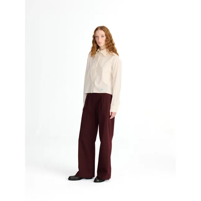 Pantalon Wide-Leg Coton | Marron foncé