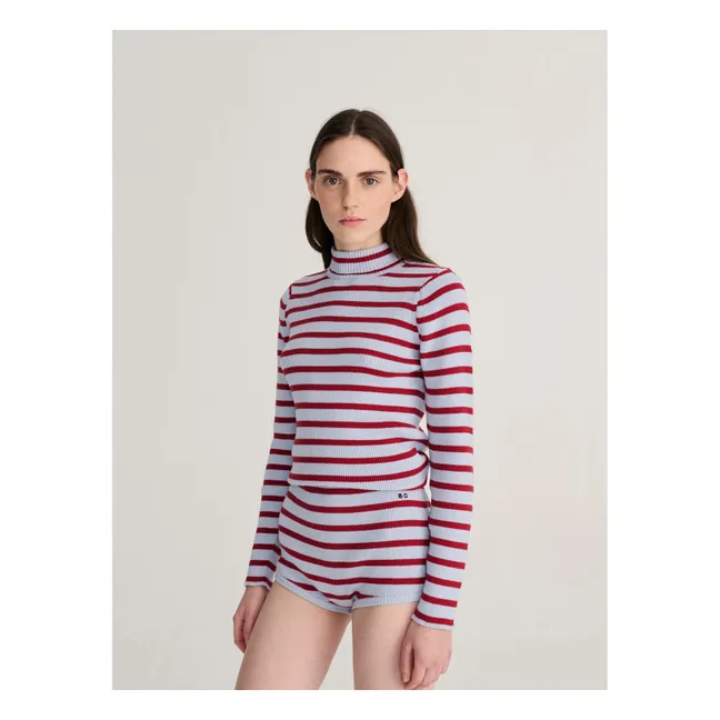 Pull Rayures Coton Bio et Laine Mérinos | Bleu ciel