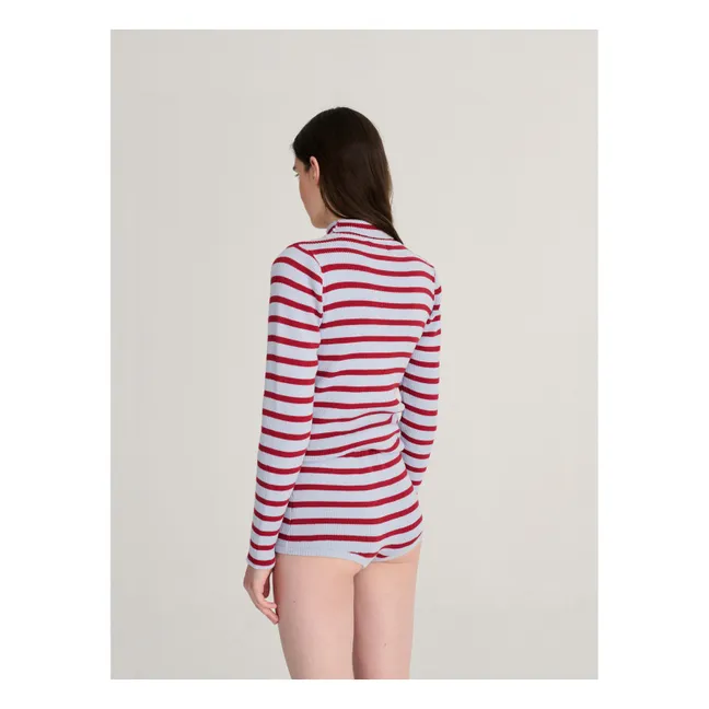 Pull Rayures Coton Bio et Laine Mérinos | Bleu ciel