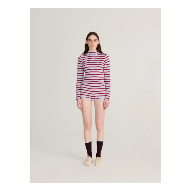 Pull Rayures Coton Bio et Laine Mérinos | Bleu ciel