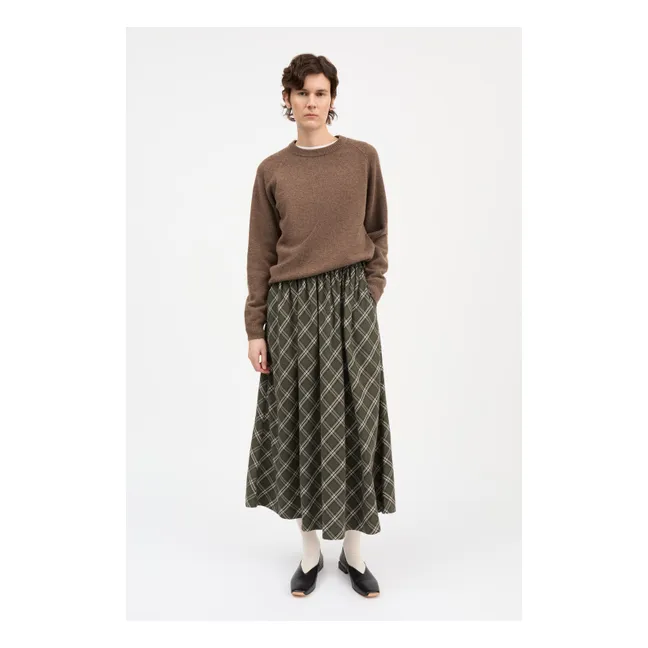 Jupe Carreaux Dagny Coton Bio | Vert