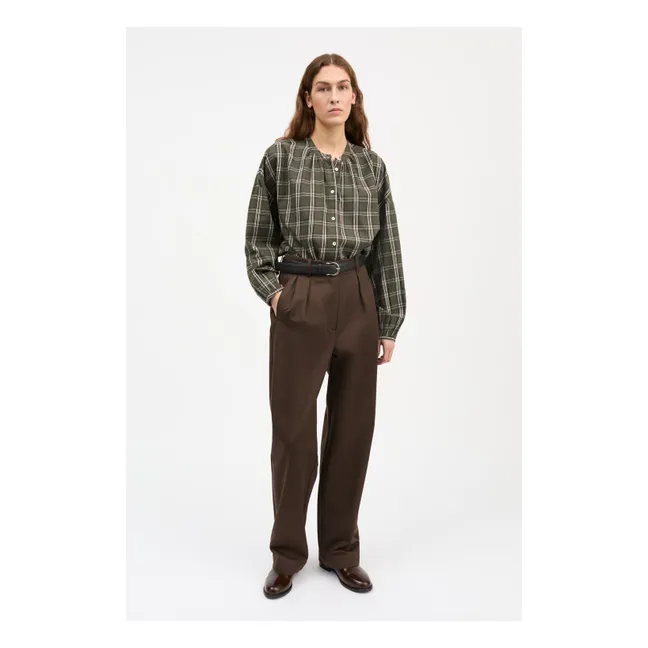 Blouse Carreaux Cilla Coton Bio | Vert