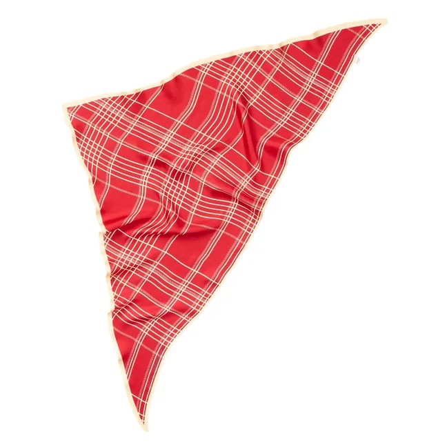 Foulard Triangle Grid Soie | Rouge