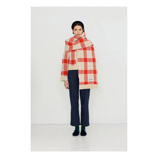 Cardigan Carreaux Laine | Vanille