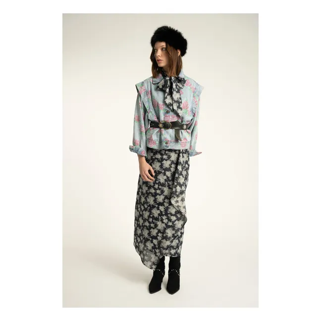 Veste Fleurs Coton | Bleu Clair