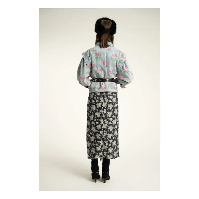 Veste Fleurs Coton | Bleu Clair