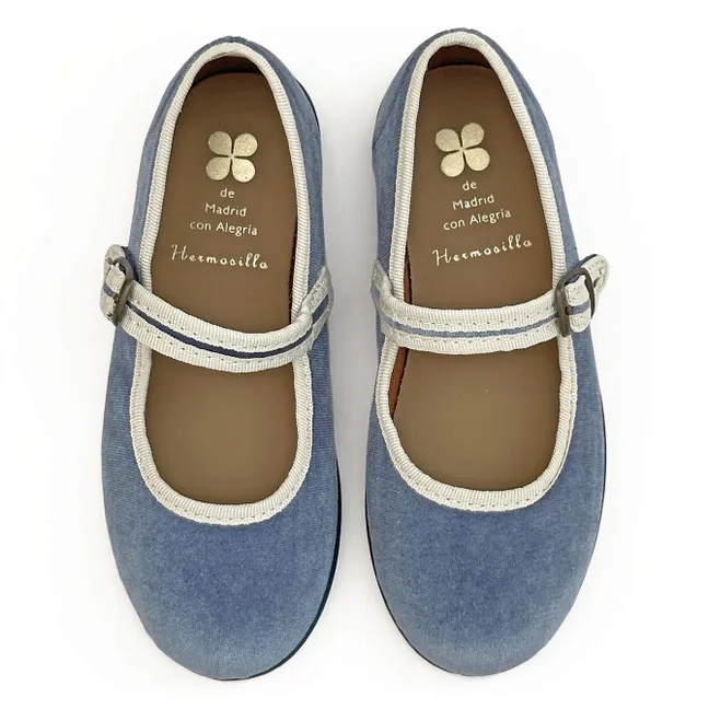 Ballerines Arcachon Velours | Bleu jean