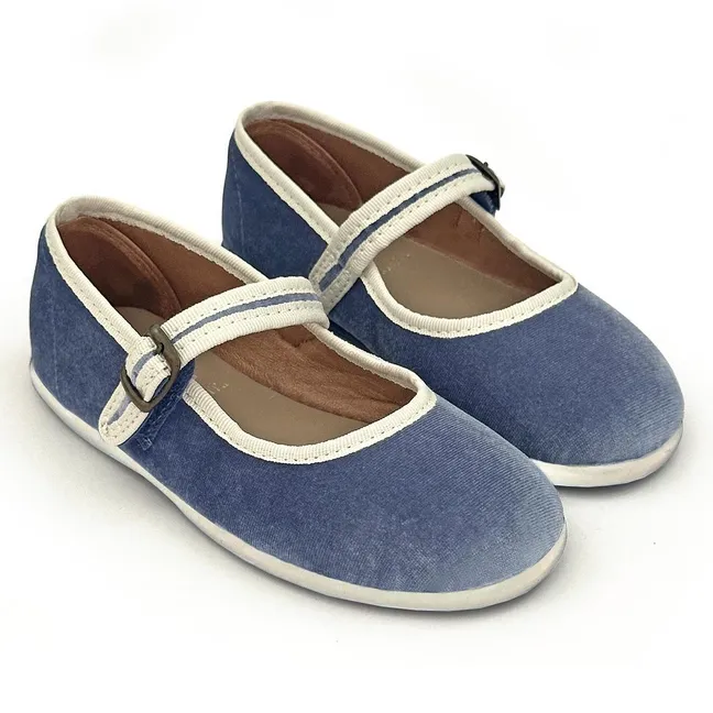 Ballerines Arcachon Velours | Bleu jean