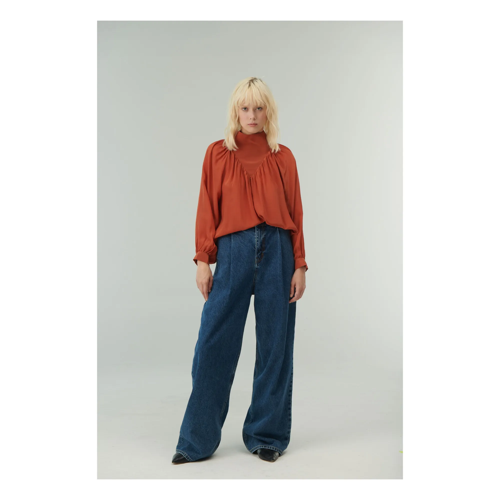 Bellepiece Orange Rouille Curtis Silk Blouse