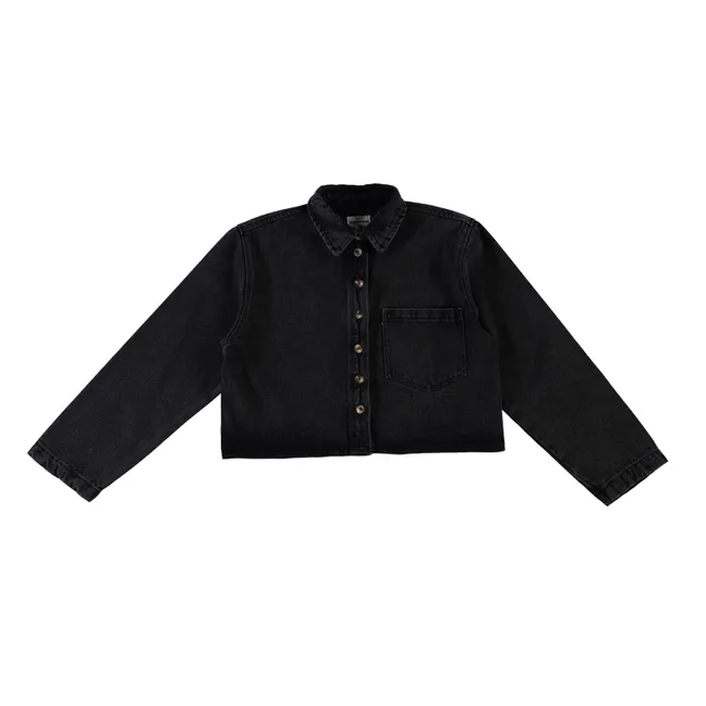 Chemise Mandarine Denim | Noir