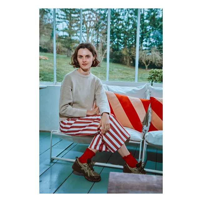 Pantalon Rayures Cerise | Rouge